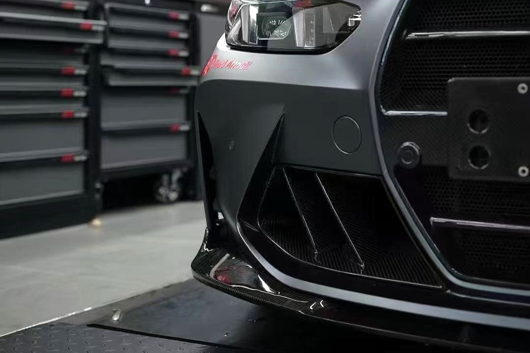 (Close-up) Dry Carbon Fiber R44 Style Front Bumper Air Duct Replacement For BMW G80 G82 M3 M4 (2021-2026)