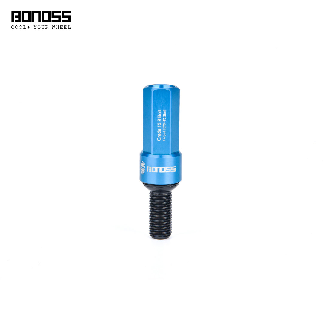 Blue cap wheel bolt ball seat with 'BONOSS' branding on a white background
