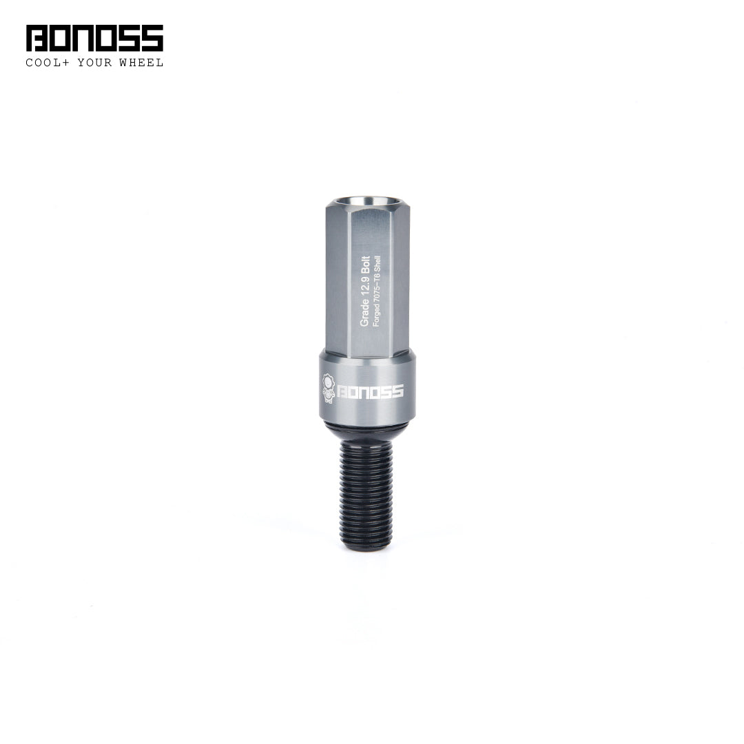 Gray cap wheel bolt ball seat with 'BONOSS' branding on a white background