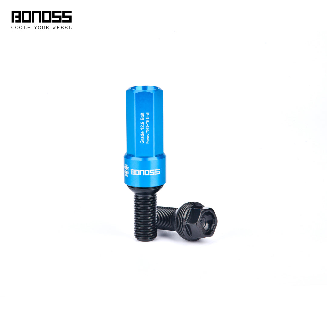 Blue cap and black inner core bolts with BONOSS branding on a white background
