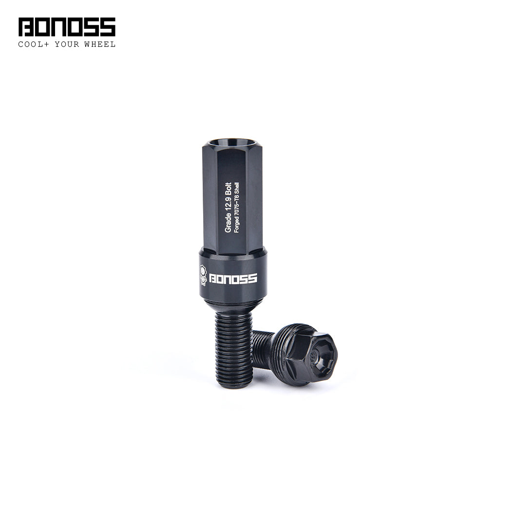 Black cap and black inner core bolts with BONOSS branding on a white background