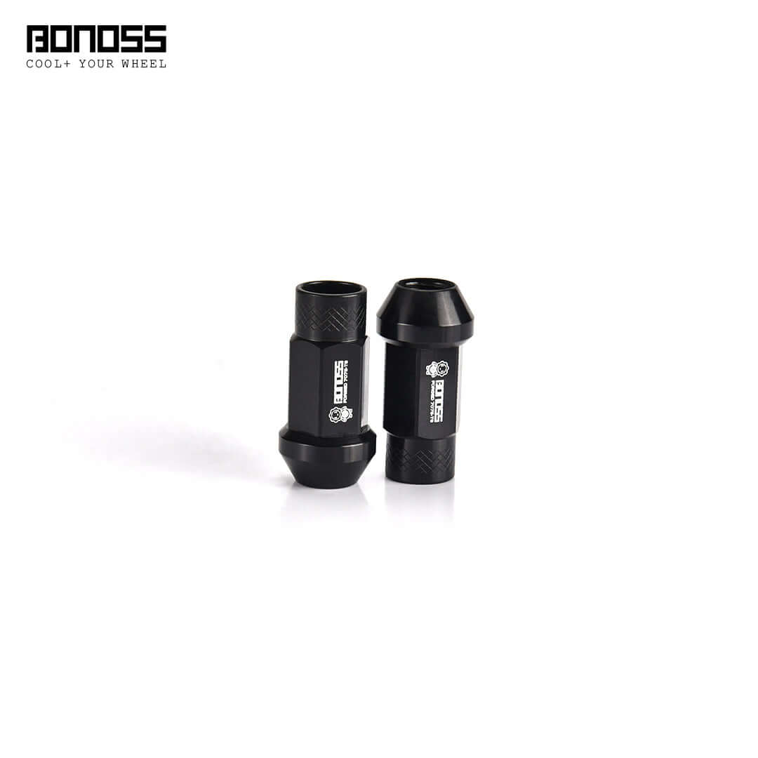 BONOSS Forged 7075-T6 Aluminum Classical Lug Nuts displayed with sleek black finish and precision design.
