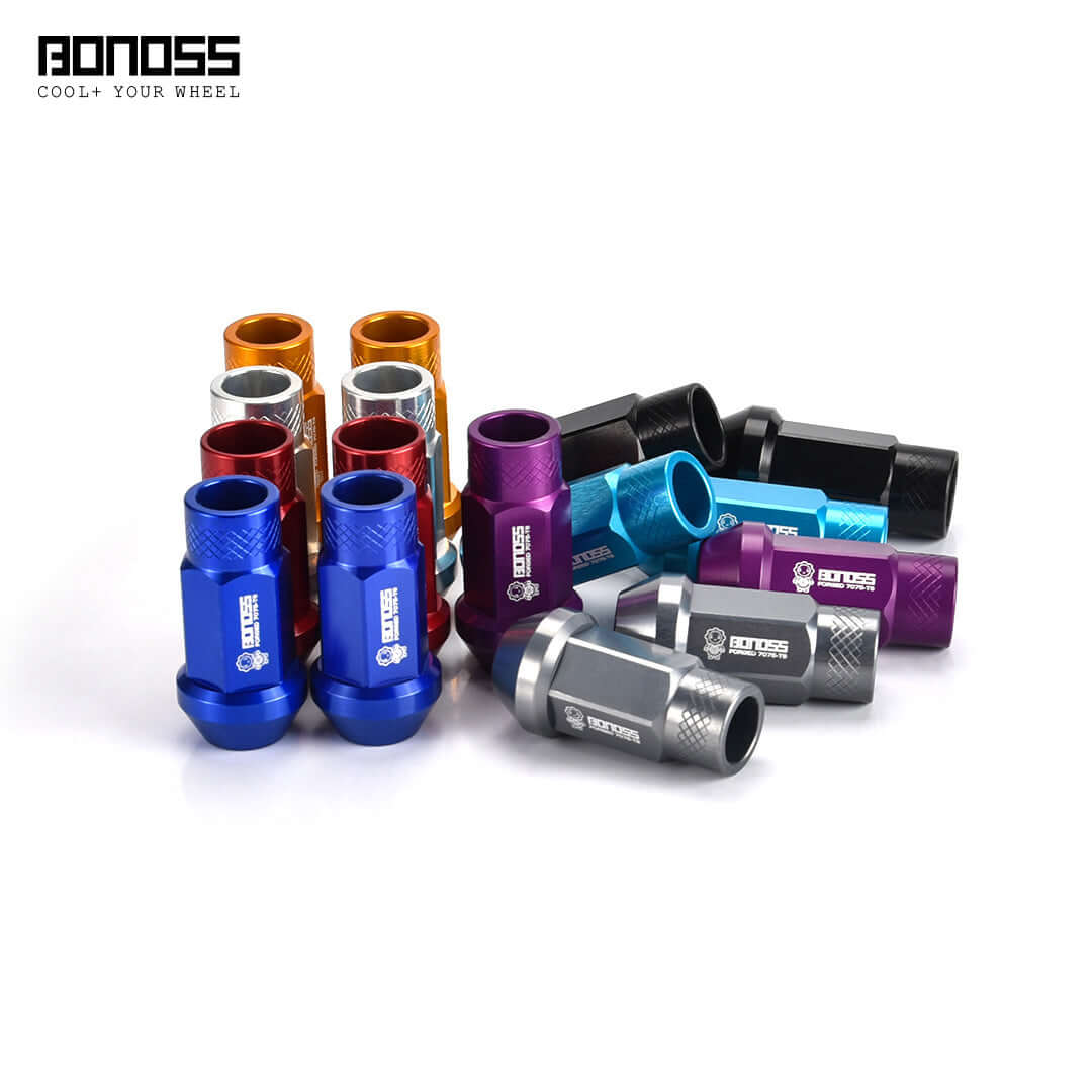 BONOSS Forged 7075-T6 Aluminum Classical Lug Nuts in various colors for JDM tuning performance
