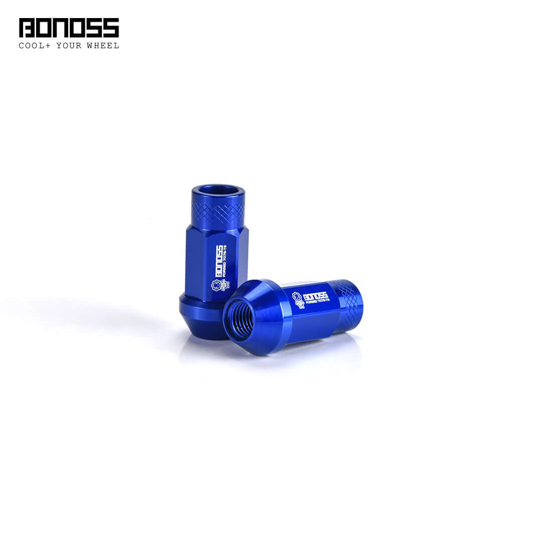 BONOSS Forged 7075-T6 Aluminum Classical Lug Nuts in blue, showcasing lightweight and high-strength design.