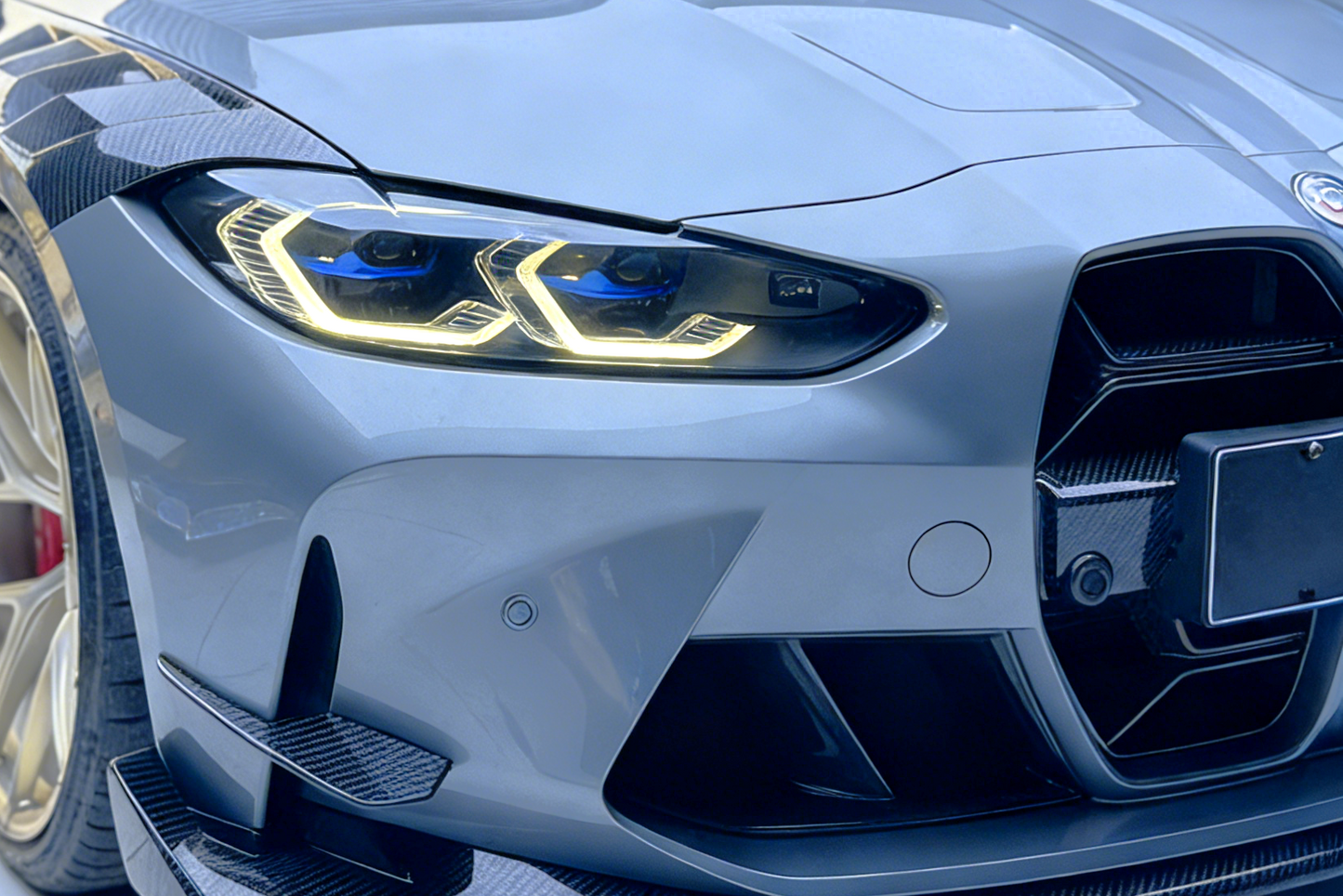 (Customer example) Dry Carbon Fiber Front Side Splitters 3D Style for BMW G80 M3 G82 M4