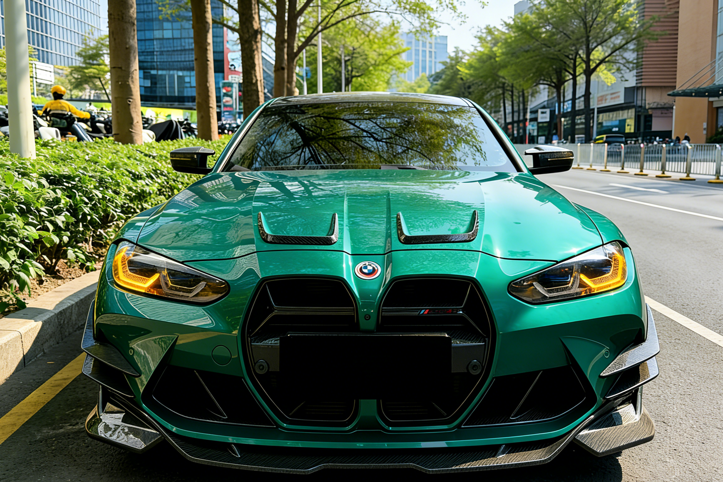 (Front-side) Dry Carbon Spoiler Front Bumper CFA style Lip Fits 2021-2026 BMW M3 M4 G80 G82 Customer example 