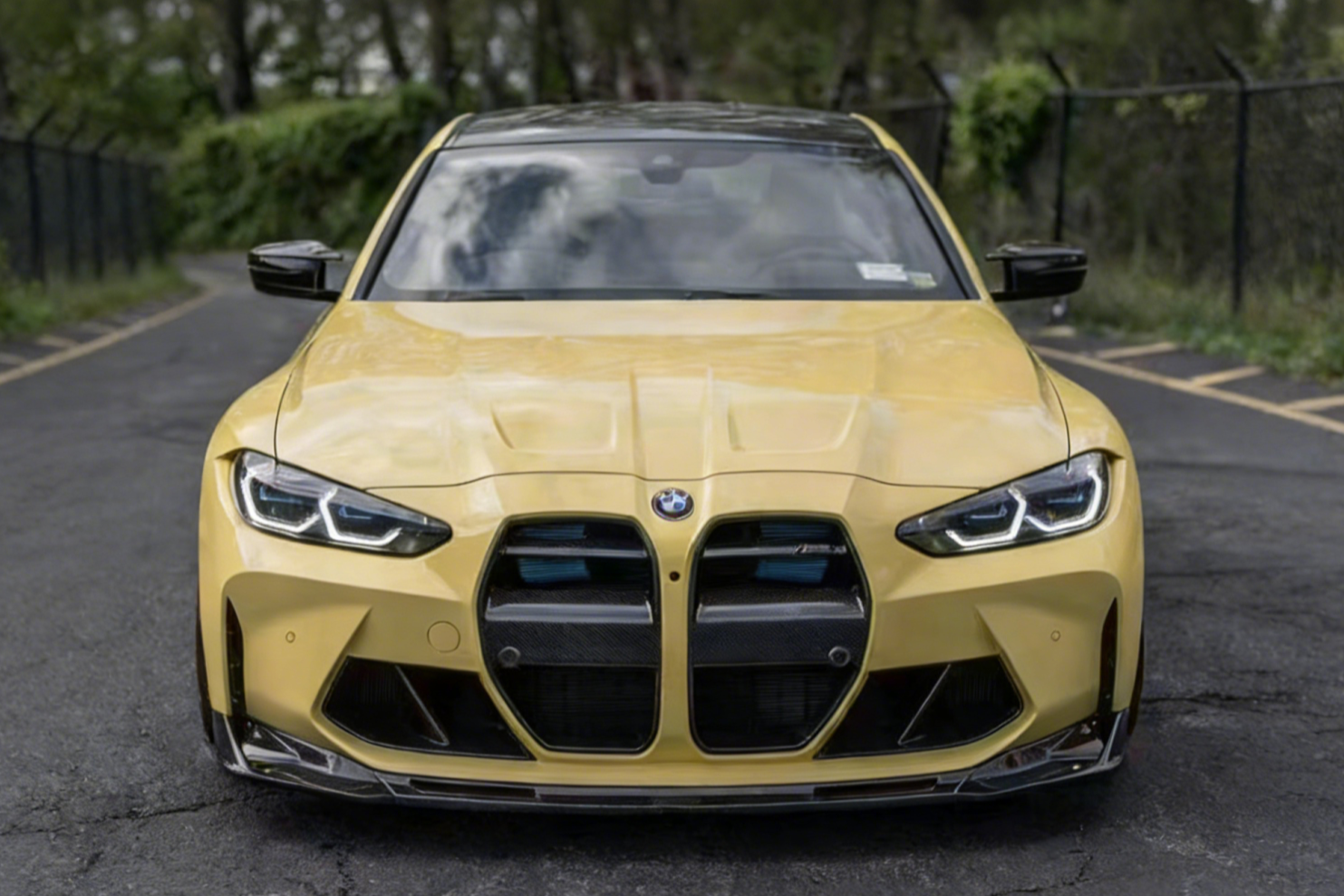 V Style For BMW G80 G82 M3 M4 21+ Carbon Fiber Front Bumper Lip Spoiler Splitter customer example images 